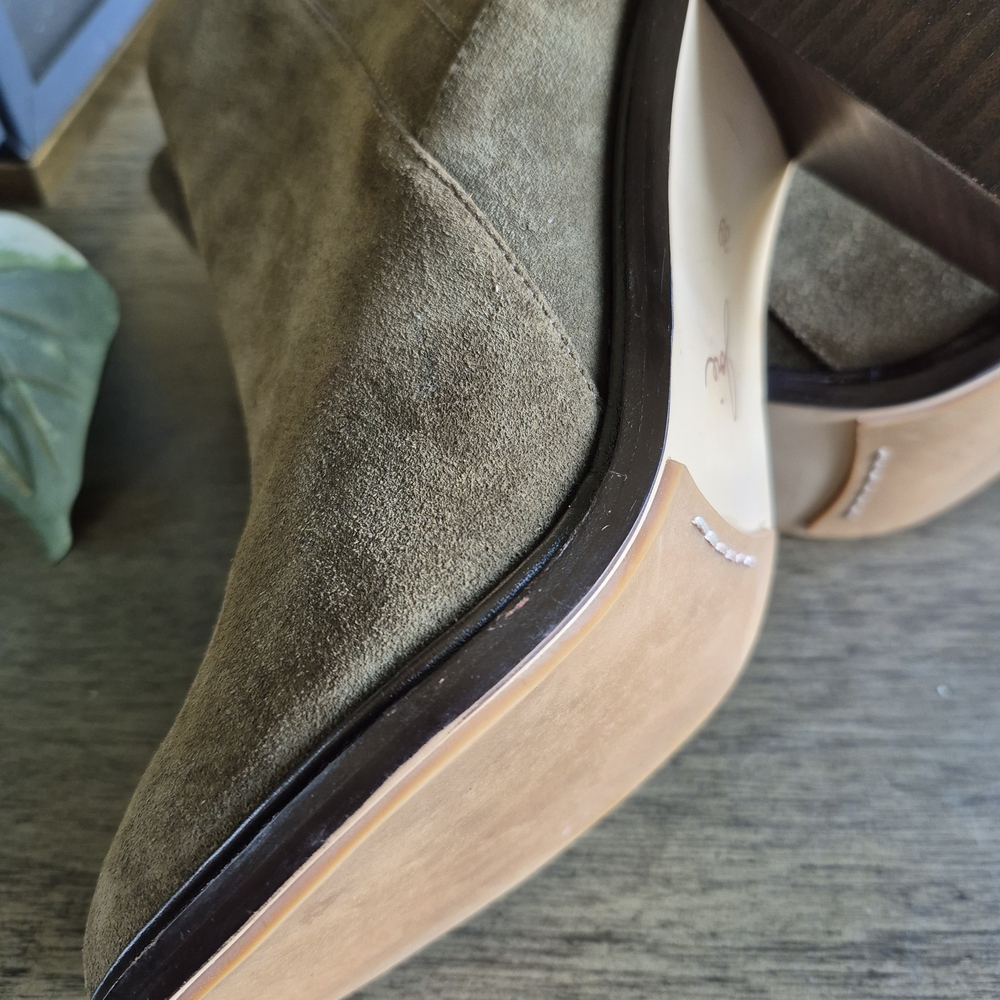 JOIE 'Cloee' Suede Leather Sz 9 /39 Booties Olive Ankle Boots Quality Richness - Picture 9 of 13